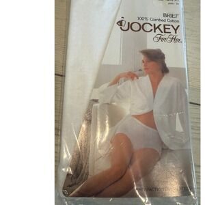 NOS 1989 Vintage Jockey For Her Queensize Briefs White Cotton Panties Size 8 NIP